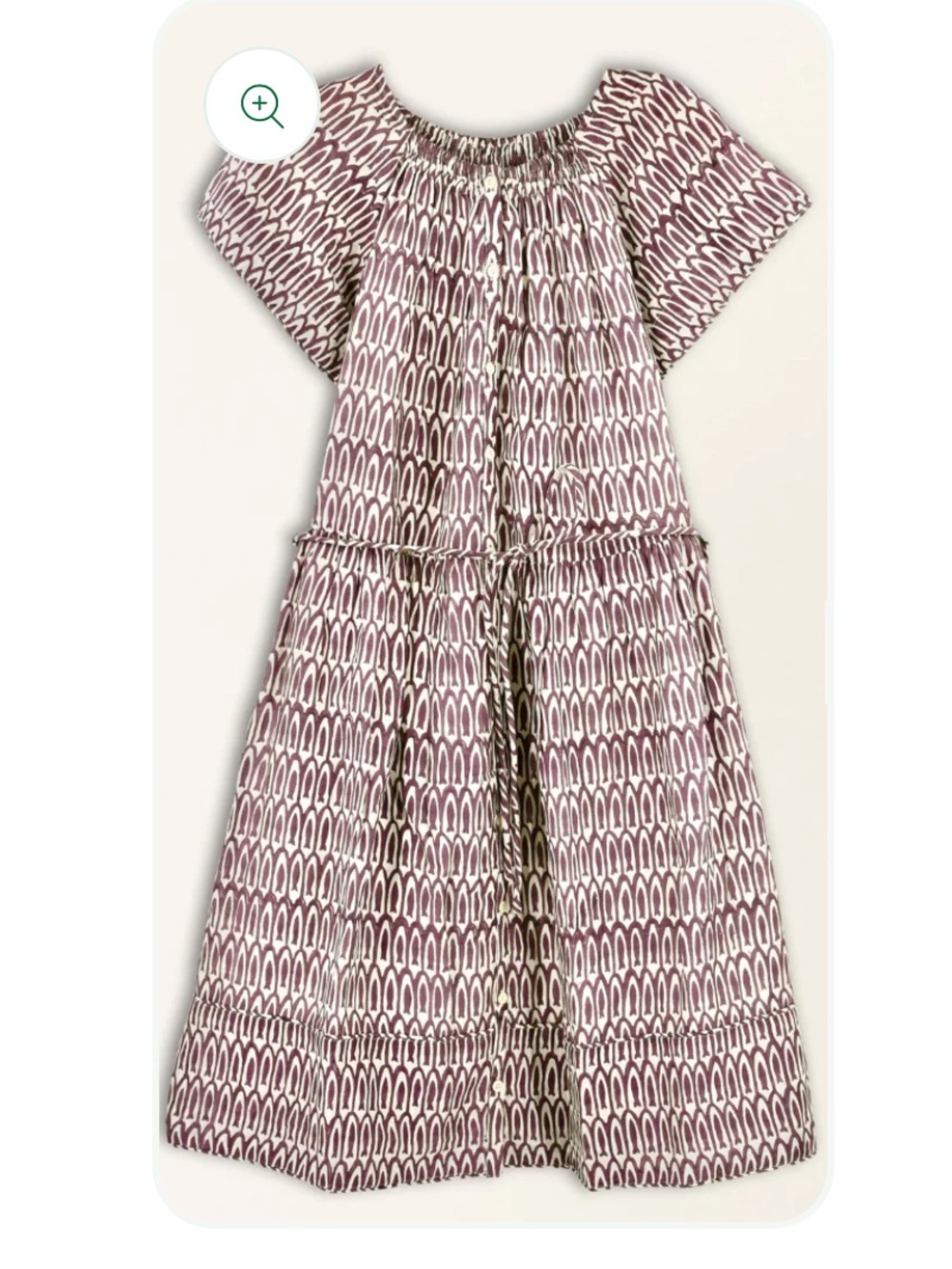 MIRTH Vienna Block Print S/S Dress Belted Cotton Silk Sz M